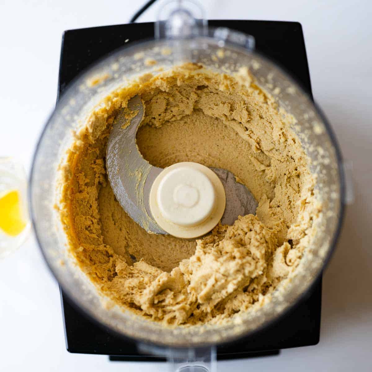 blended hummus in a food processor.