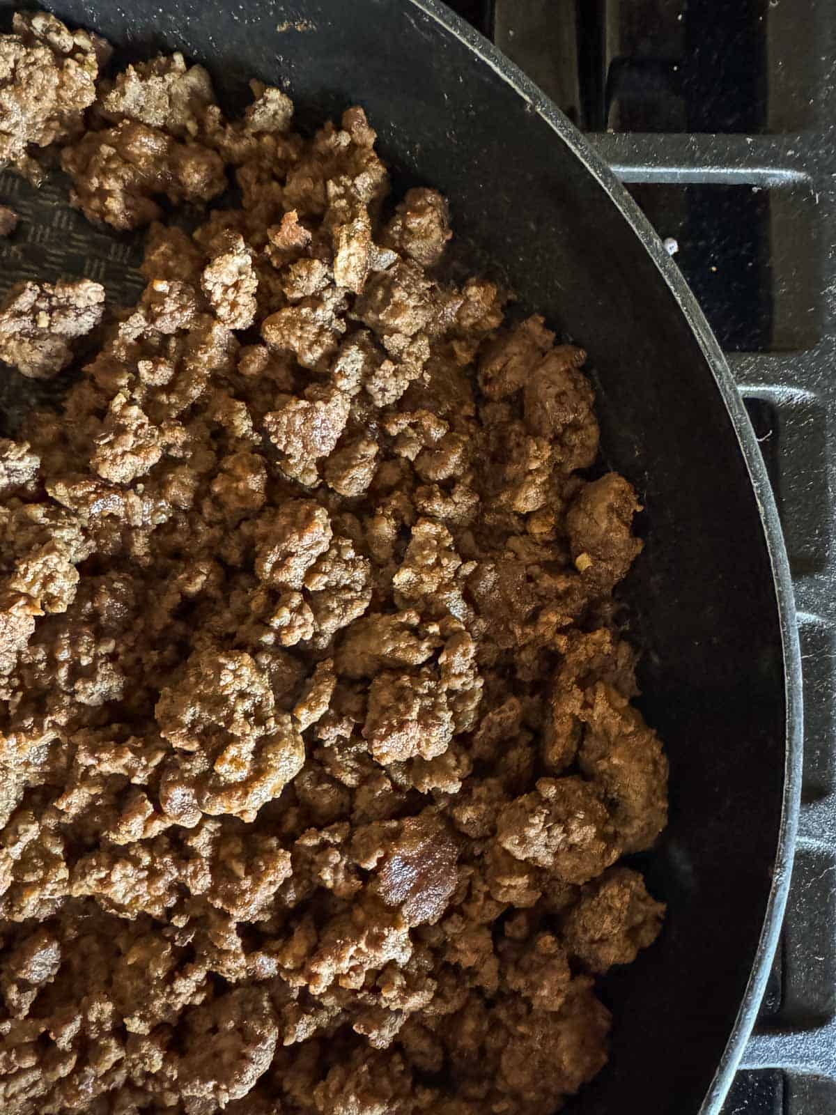 cooked ground beef in a large skillet. 