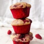 three muffins stacked on top of each other.