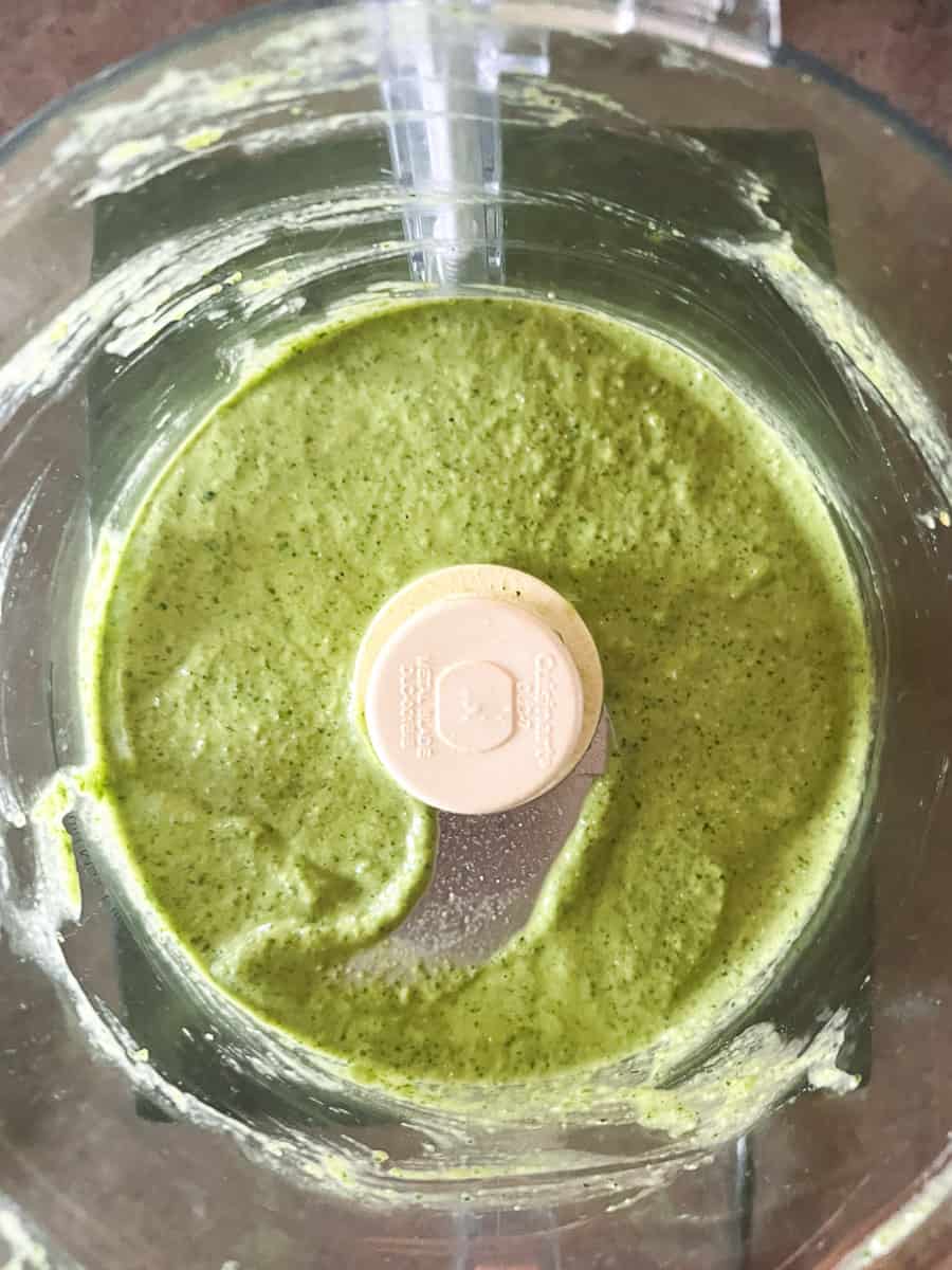 smooth green sauce in food processor. 