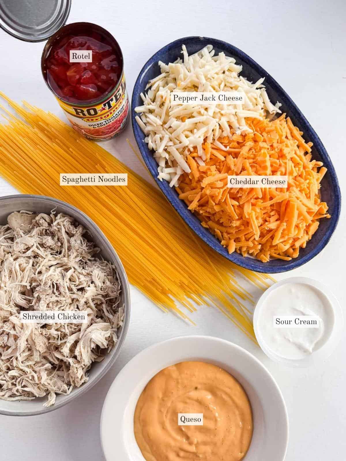 ingredients for chicken spaghetti.