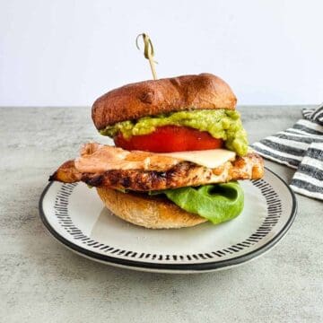 chipotle chicken sandwich on a plate.