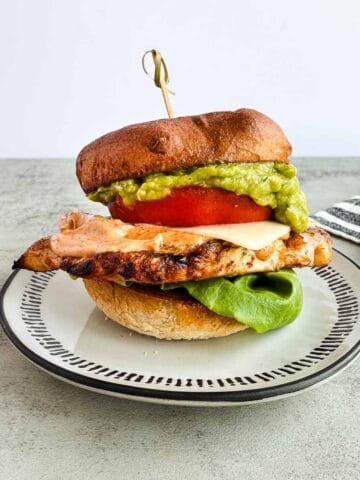 chipotle chicken sandwich on a plate.