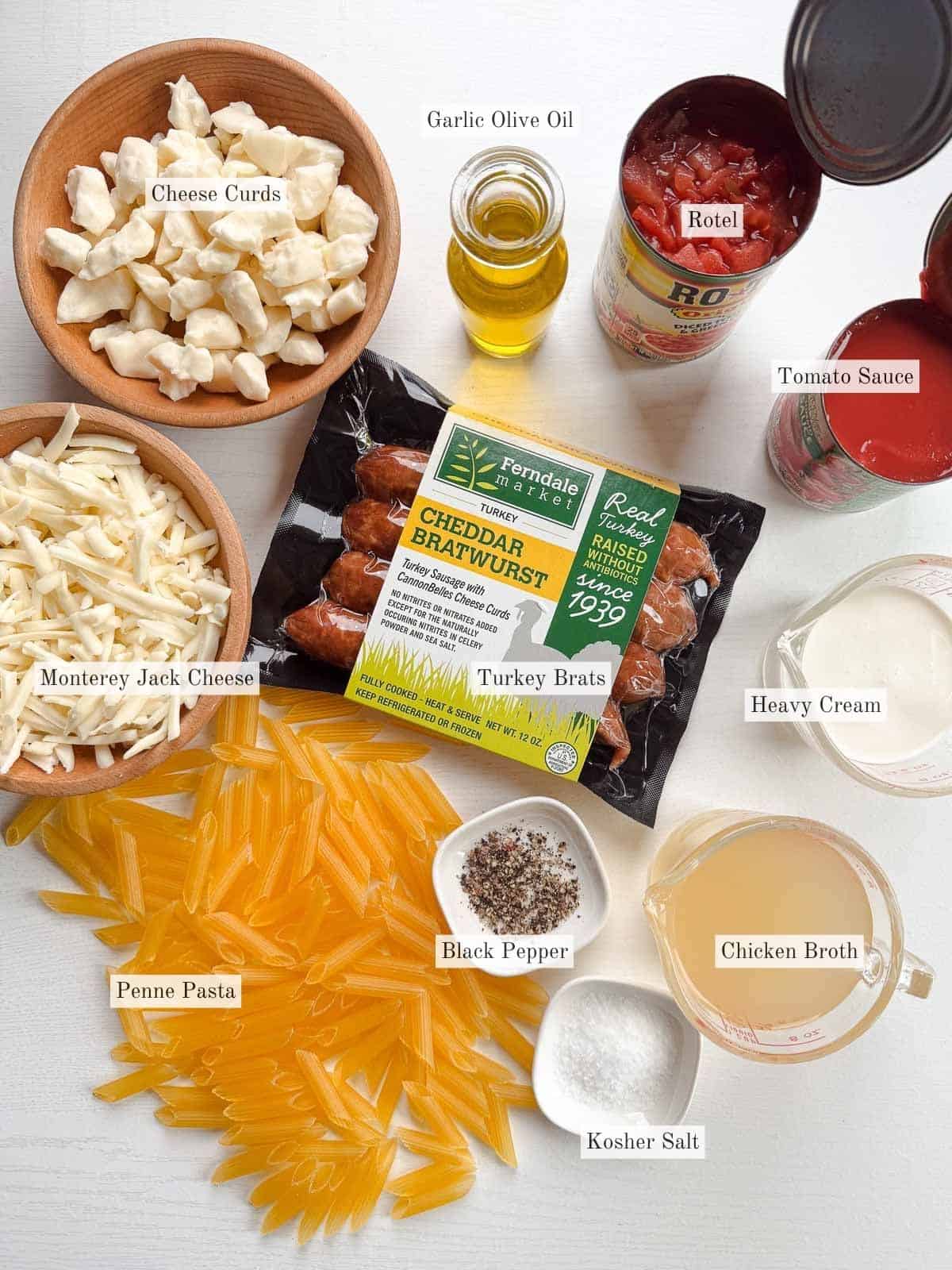 ingredients for a one pot pasta recipe.