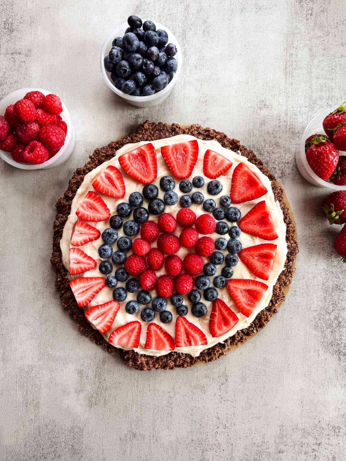 the entire gluten free pizza whole and decorate with fresh berries.