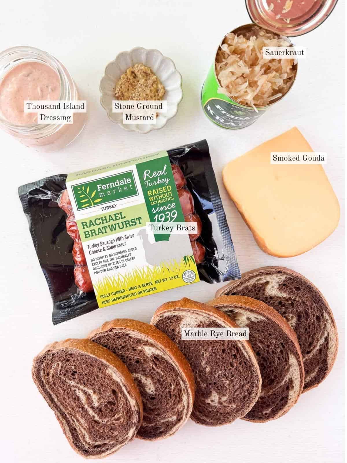 ingredients for stuffed brat sandwiches.