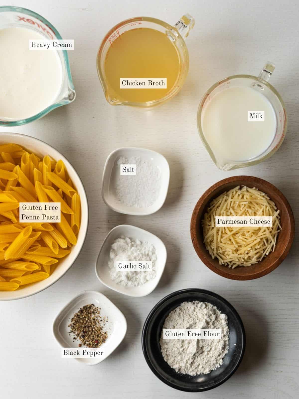 ingredients for alfredo in the instant pot.