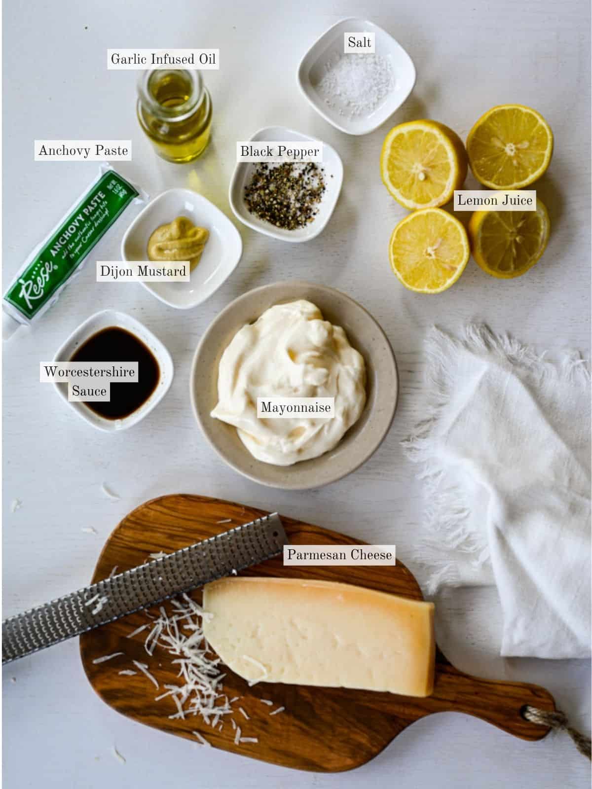 ingredients for caesar dressing.