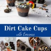 collage of image making dirt cake cups.