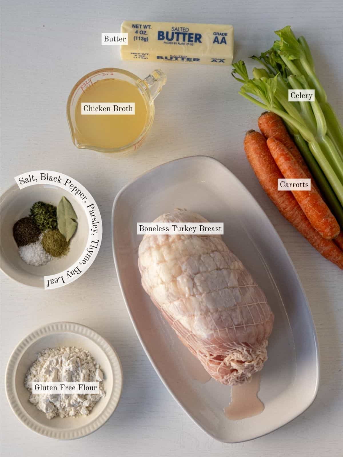 ingredients to make slow cooker turkey breast with gravy.