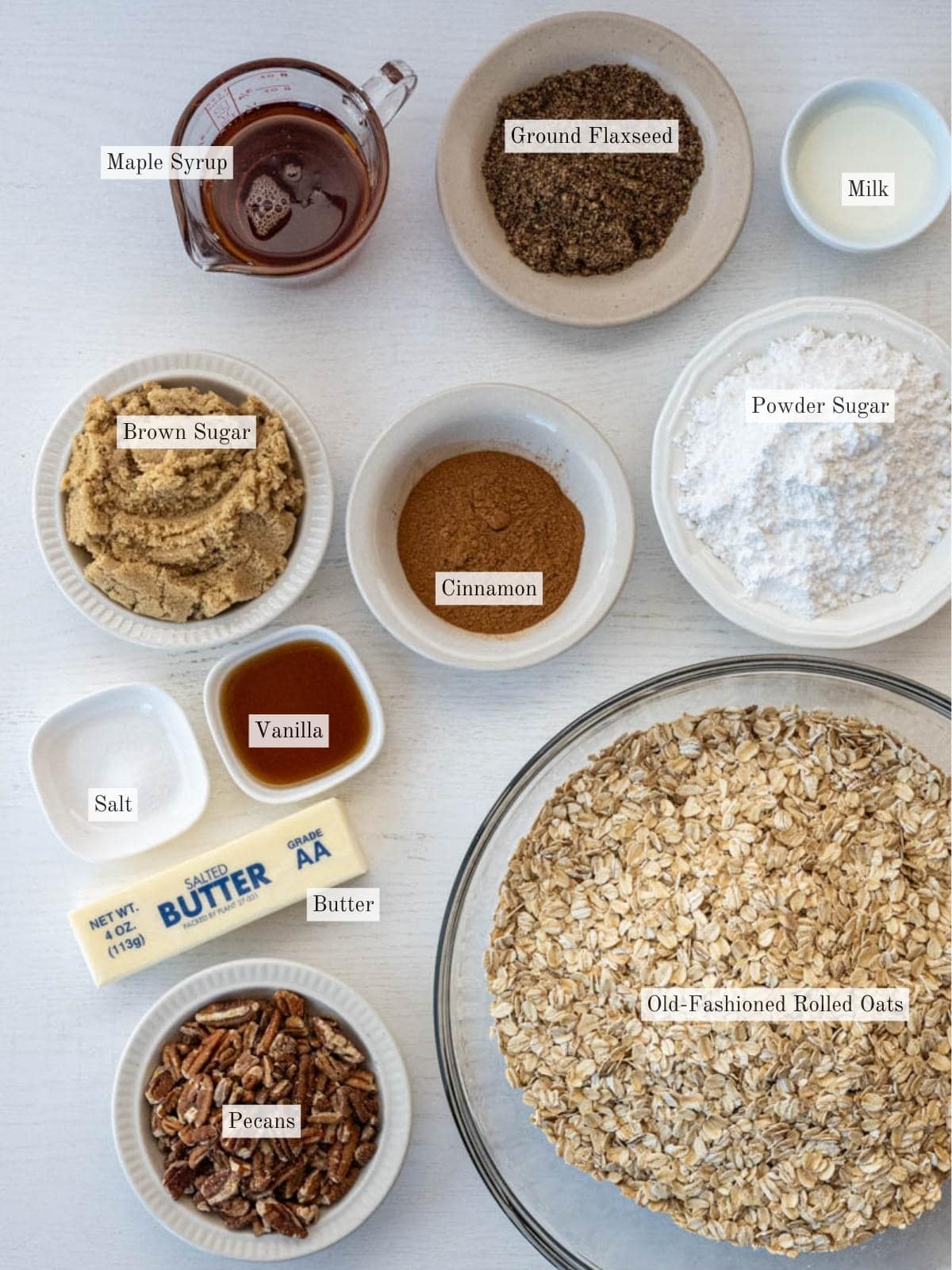 ingredients for cinnamon roll granola.