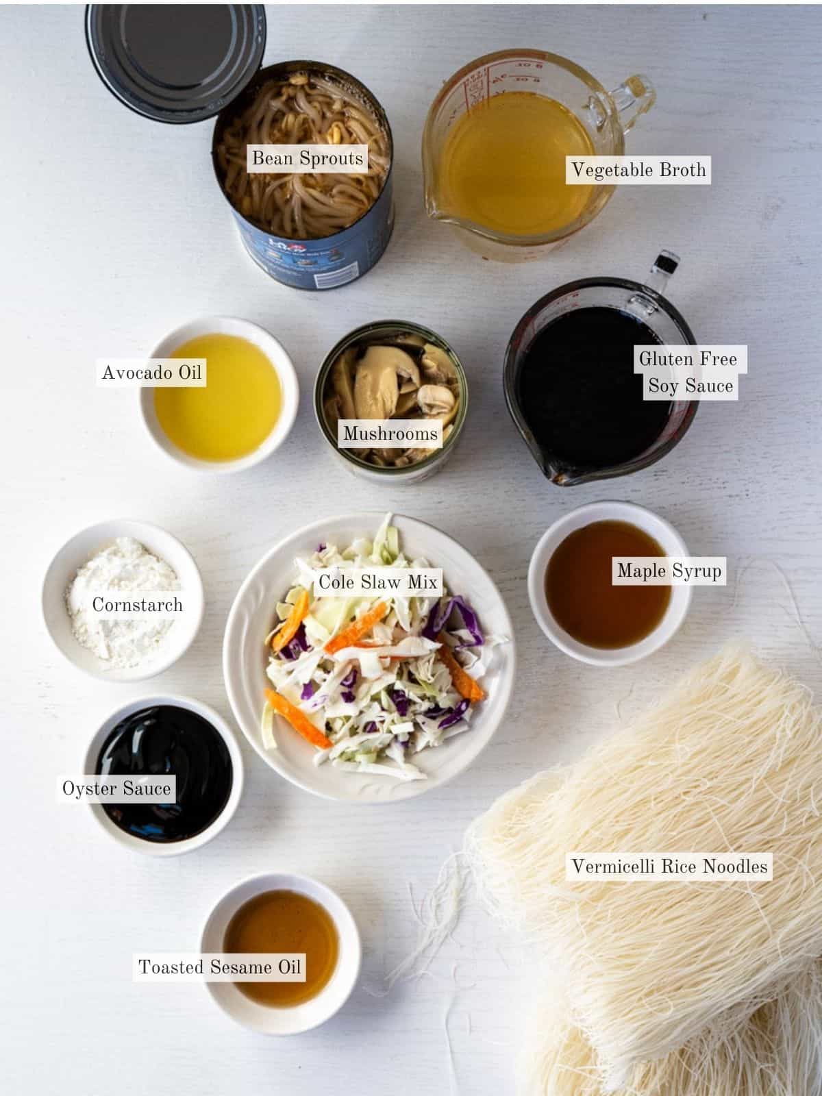 ingredients for gluten free chow mein.