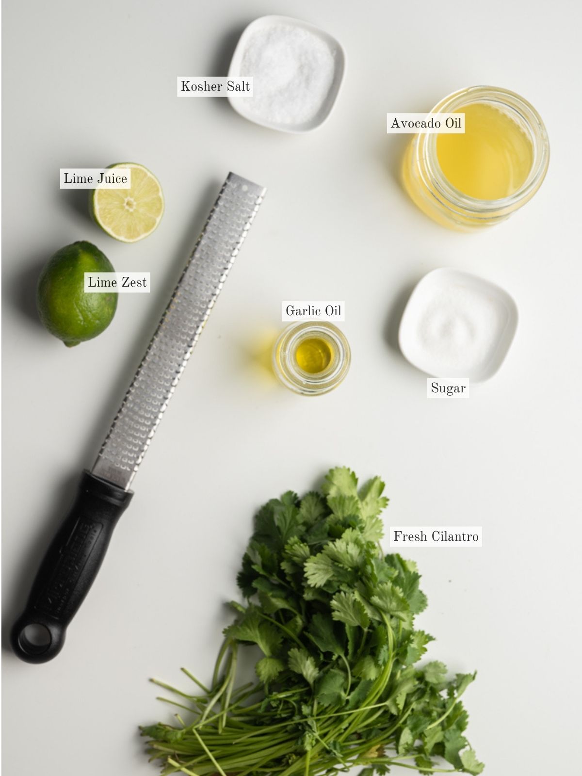 ingredients for cilantro lime marinade.