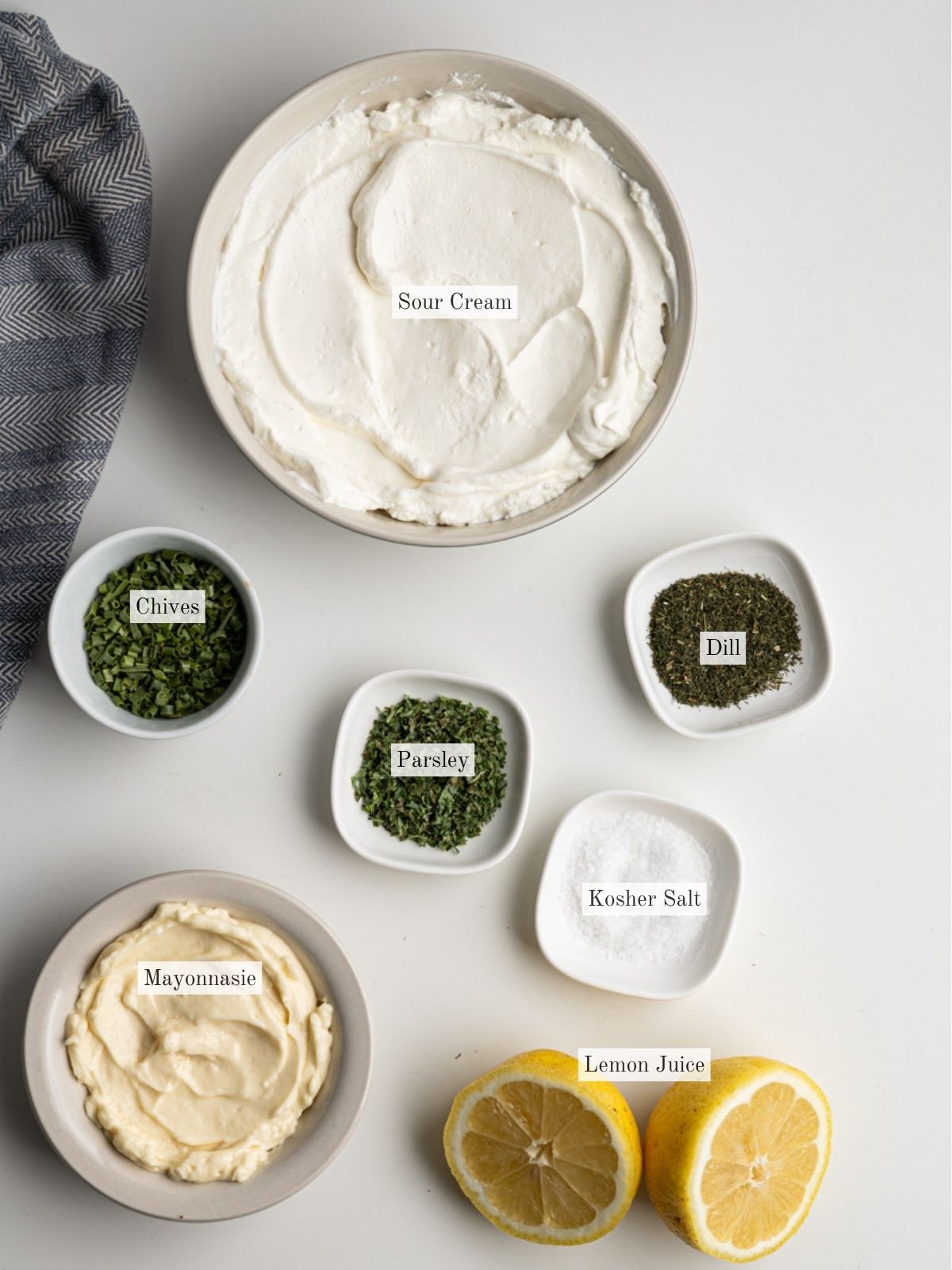 ingredients for low fodmap vegetable dip.