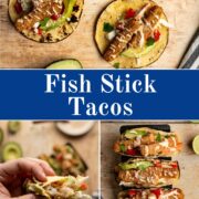 three images of fish stick tacos.