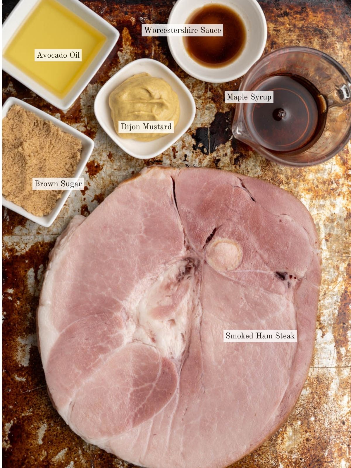 ingredients for grilled ham steak.