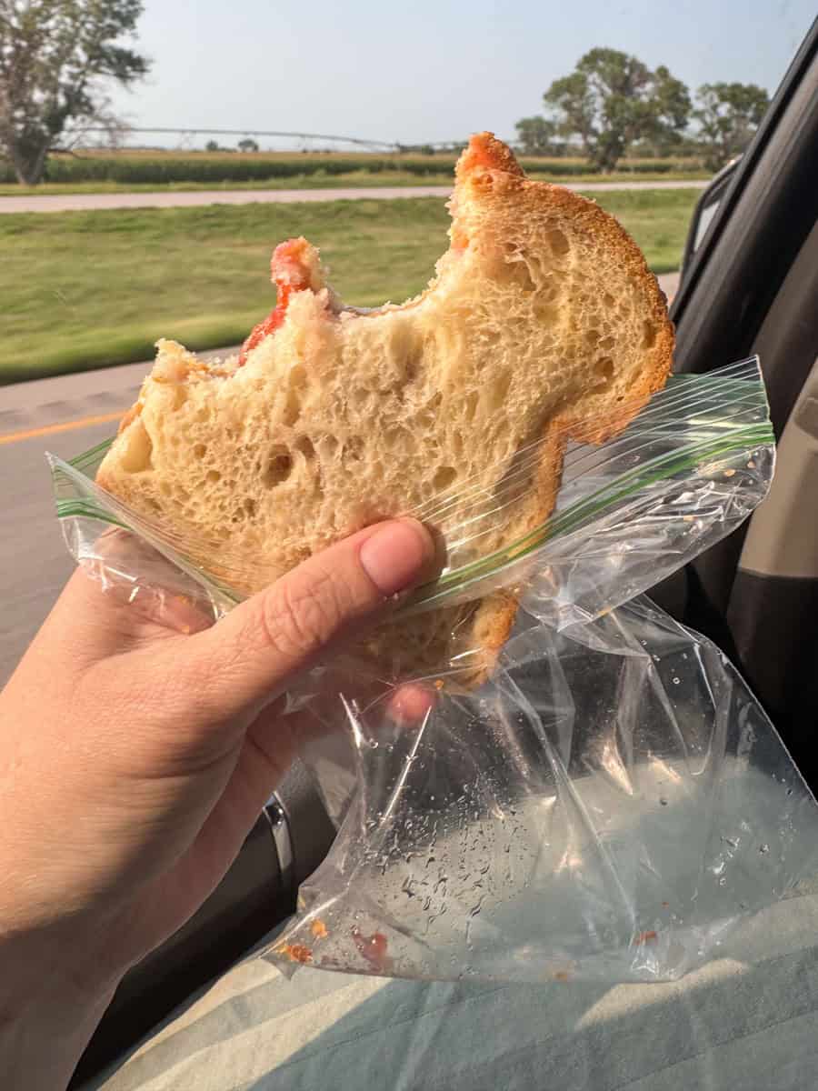 gluten free peanut butter and jelly on the road.
