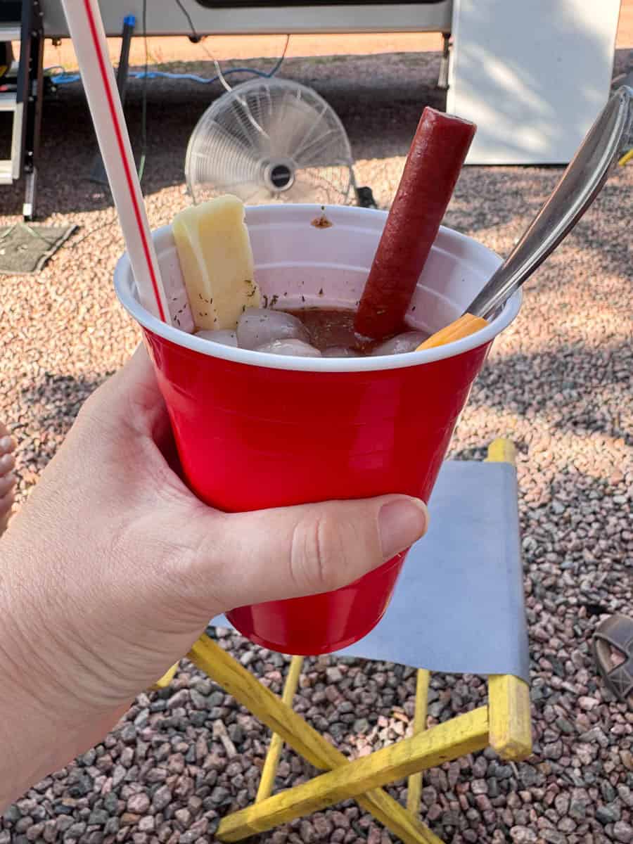 bloody mary in a red solo cup.
