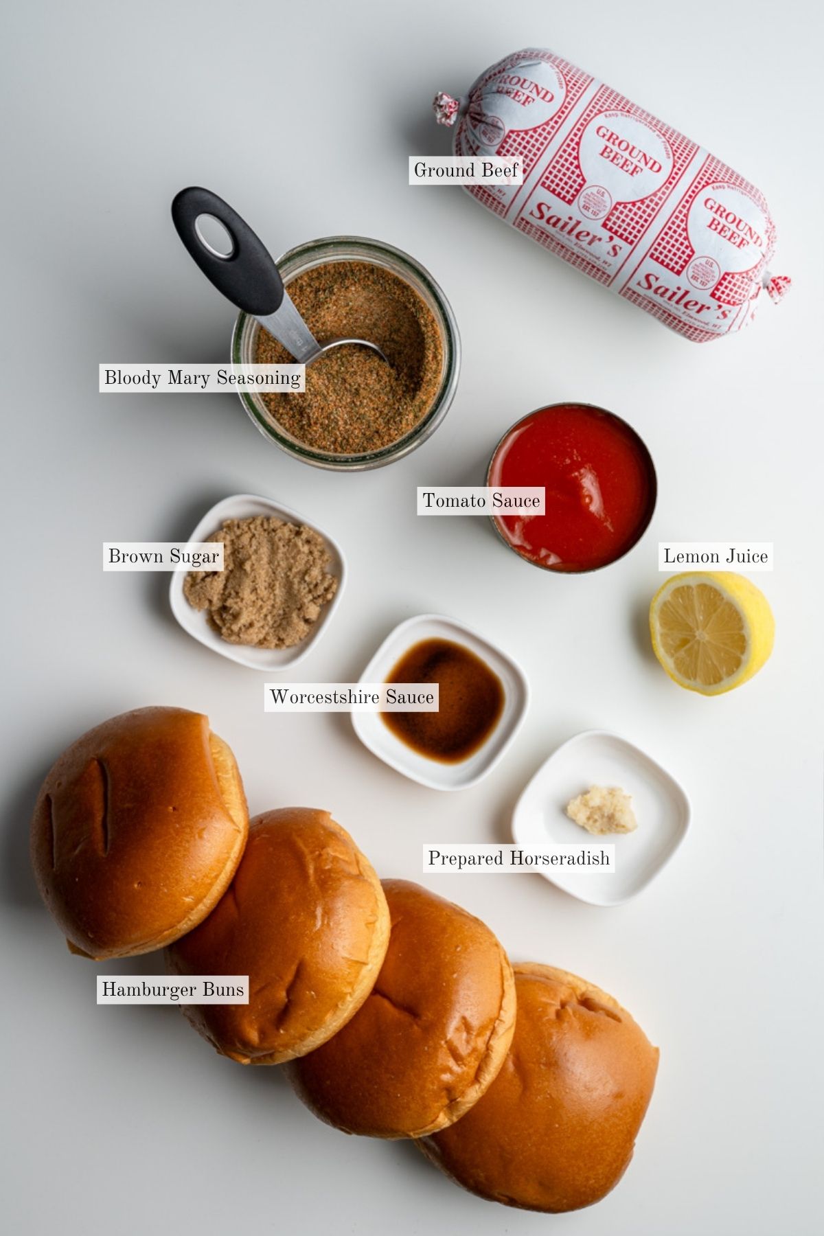 ingredients for bloody mary burgers.