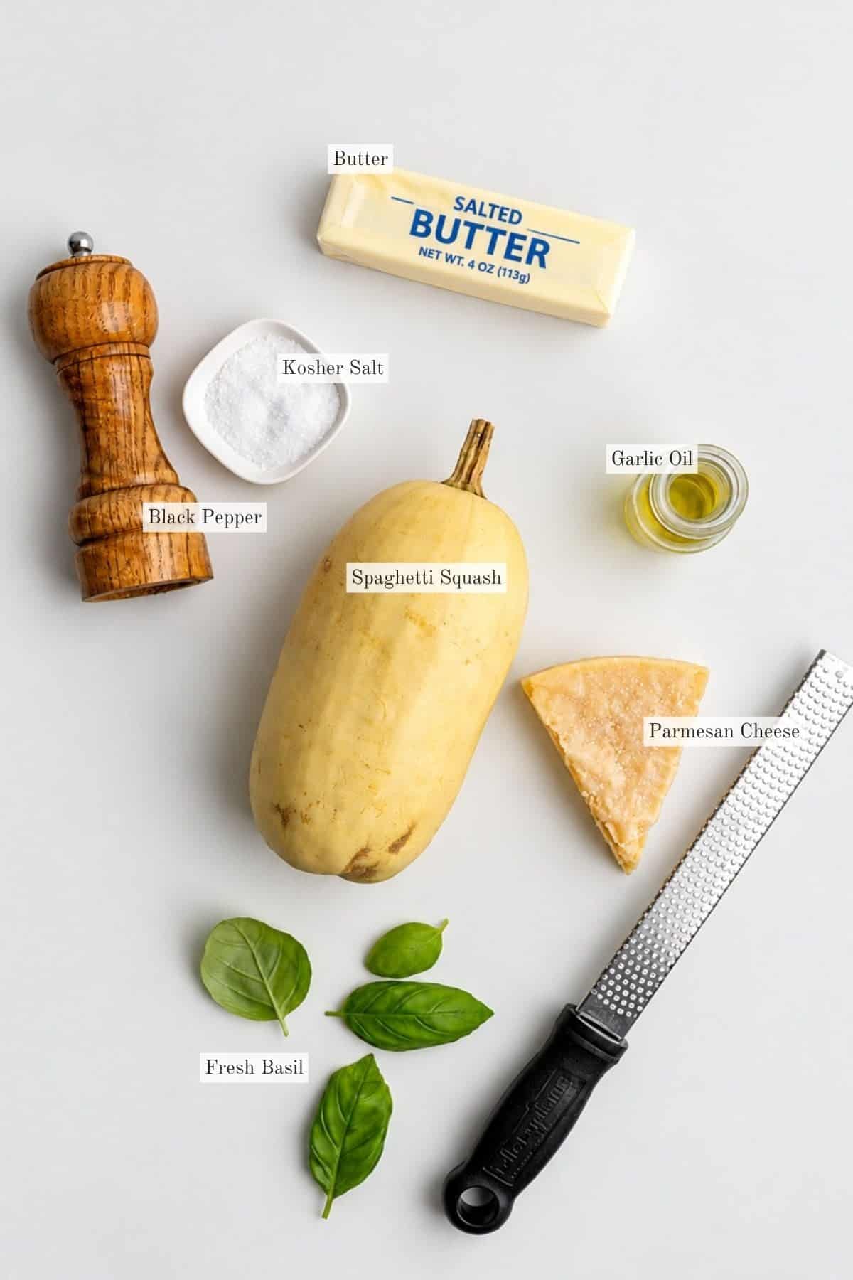 ingredients to make low FODMAP spaghetti squash.